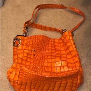 Treska Orange Animal Skin Large Purse